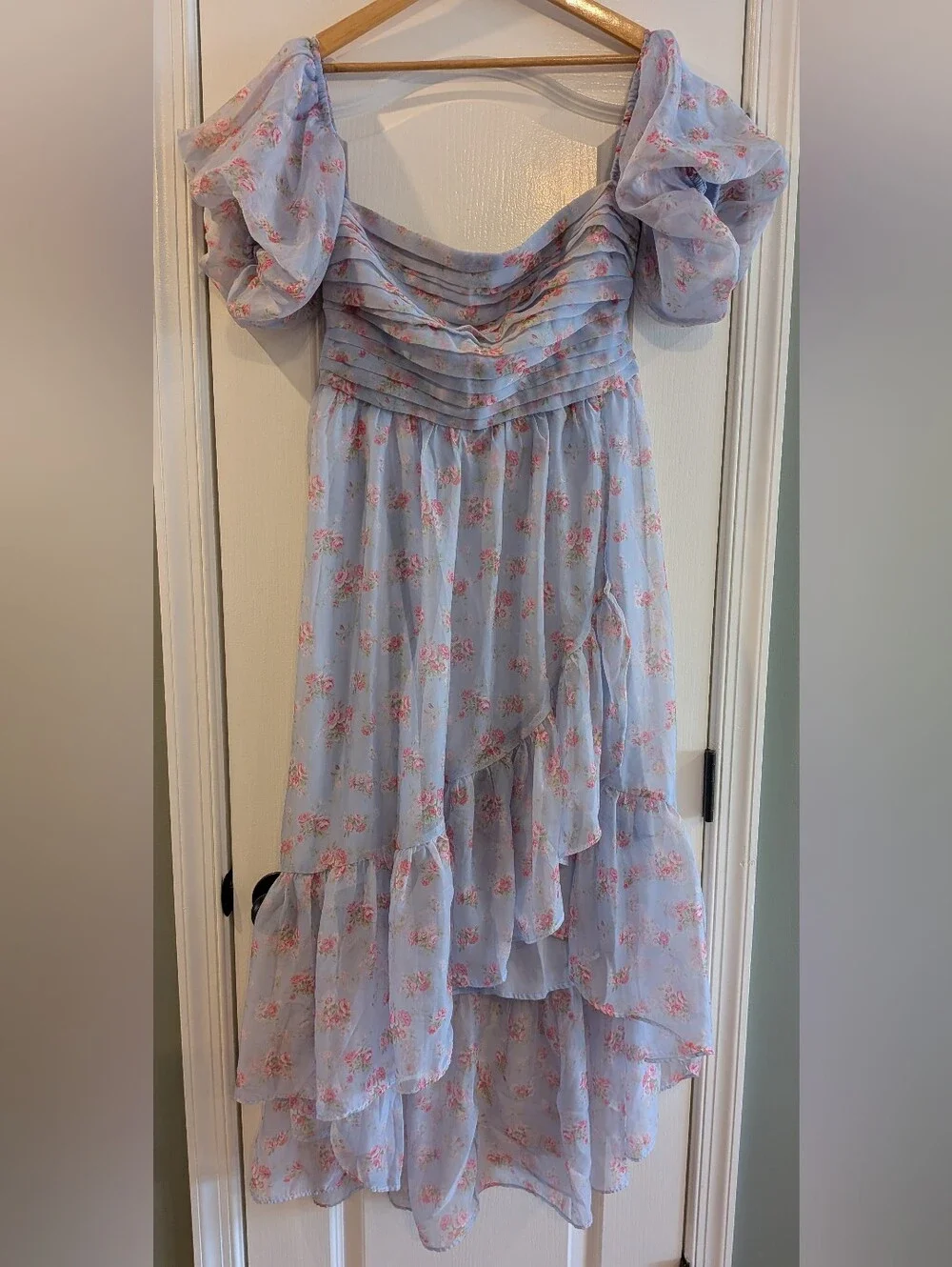 Abercrombie & Fitch Emerson Drama Maxi Dress Off-The-Shoulder Floral Ruffle LP